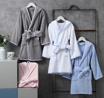 Customized Monogram Cotton Velour With Terry Inner Hooded Robe Children