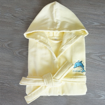 100% Combed Cotton Velour With Terry Toweling Hooded Spa Robes Kids