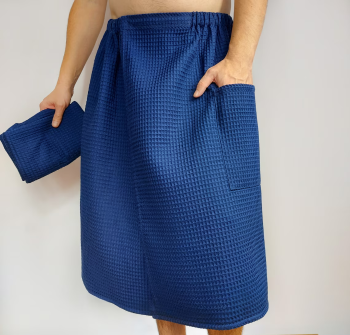Men's Waffle Shower Wrap, Lightweight Mens Sauna Waffle Wrap for Home, Spa or Gym - Secure & Adjustable