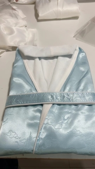 Silky Satin Fabric Lined with Plush Double Layer Bathrobe Spa