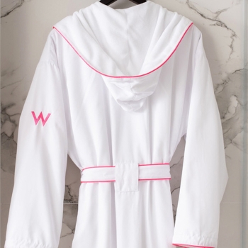 Hospitality Microfiber & Fleece Double Layer Bath Robe Hood Dressing Gown
