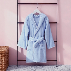 Customized Monogram Cotton Velour With Terry Inner Hooded Robe Children