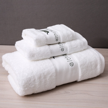 Wholesale Bath Towel Set 100% Combed Cotton White Color Towel Set 