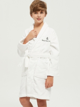 Wholesale Customized Piped 100% Cotton Hotel Robes for Kids 