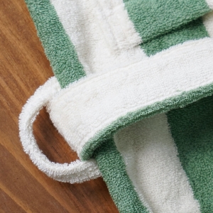 Premium Striped Jacquard Bathrobe Cotton Loungewear With Pockets Women's Pajamas Bathrobe Luxury