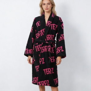 High Quality 100% Cotton Terry Loop Bathrobe Wave Point Yarn Dyed Jacquard Bathrobe 