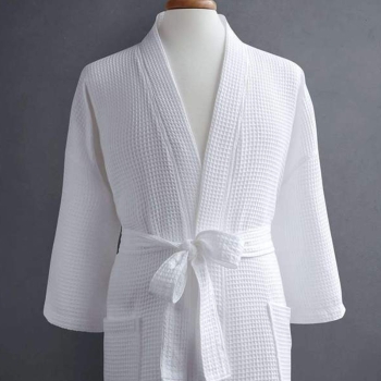 Wholesale Cotton Dressing Gown Lightweight Waffle Weave Spa Kimono Robe Unisex