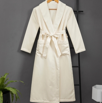 Customize Double Layer Microfiber Stripe Bathrobe