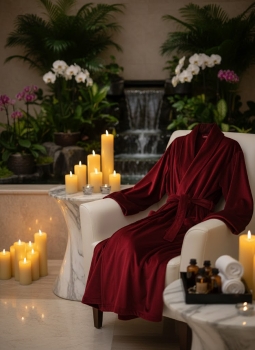 Luxurious Polyester With Elastane Velvet Long Shawl Collar Robe Women
