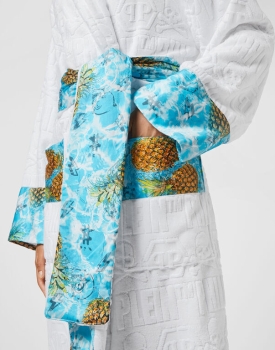 Women's Dressing Gown 100% Cotton Terry Cloth With Jacquard Logo Robes Hooded