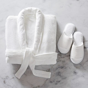 The Hotel Collection Waffle Lined with  Terry Velour Bathrobes Unisex