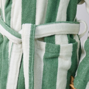 Premium Striped Jacquard Bathrobe Cotton Loungewear With Pockets Women's Pajamas Bathrobe Luxury
