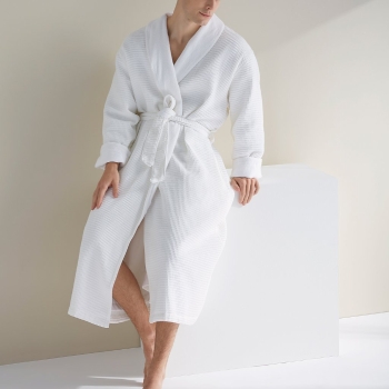 The Hotel Collection Waffle Lined with  Terry Velour Bathrobes Unisex