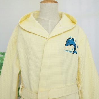 100% Combed Cotton Waffle Hooded Robe Kids