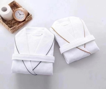 Loungeable 100% Cotton Robe Unisex Lightweight Waffle Bathrobe