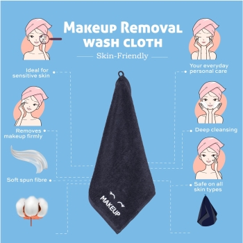 Black Makeup Washcloths for Face Cleansing, Super Soft Luxury Cotton Black Makeup Towels, Highly Absorbent and Quick Dry,Makeup Remover Cloth 13 x 13