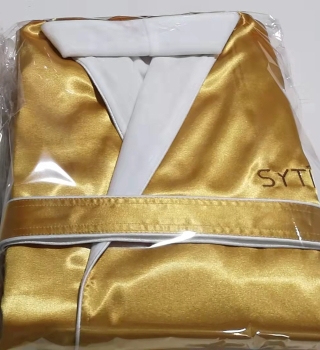 Silky Satin Fabric Lined with Plush Double Layer Bathrobe Spa