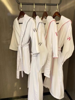 Hospitality Microfiber & Fleece Double Layer Bath Robe Hood Dressing Gown