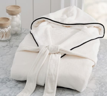 Custom logo Luxurious Fleece Bath Robe Spa Sauna Bathrobe Hooded Sleepwear