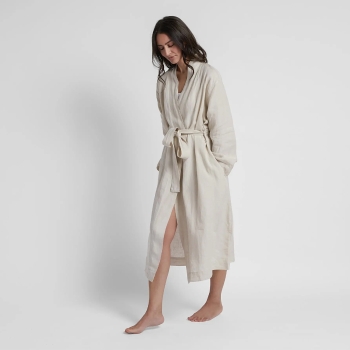 Luxury Dressing Gown Linen Cotton Blended  Kimono Robes Unisex 