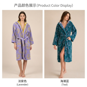 Luxury Bathrobe Soft Absorbent 100% Cotton Terry Robe With Hood Oeko Tex 100 Long Women Dressing Gown