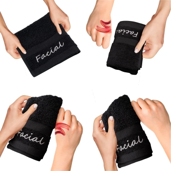 Makeup Towels -Soft & Gentle Cotton Washcloth Face Make Up Remover, Reusuable Eraser Cloth Essentials for Hosts & Artists, 13 x 13 in, Black
