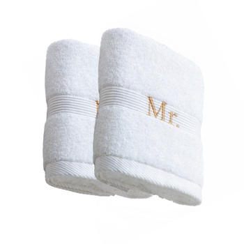 Mr. & Mrs. Towel Bathroom 100% Cotton Embroidery Logo Home Towels for Couple