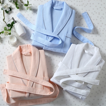 Loungeable 100% Cotton Robe Unisex Lightweight Waffle Bathrobe