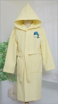 100% Combed Cotton Waffle Hooded Robe Kids