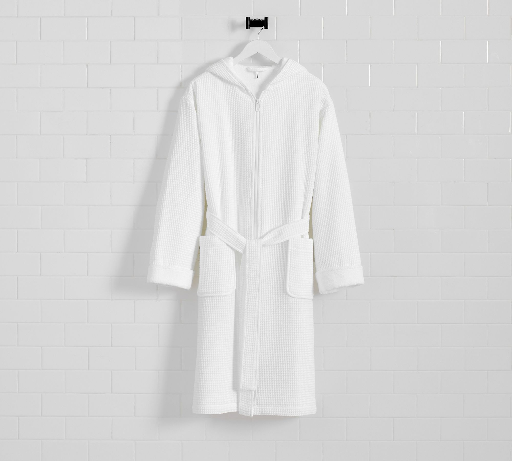 100% Cotton Waffle Weave Resort Zip-up Robe Hooded