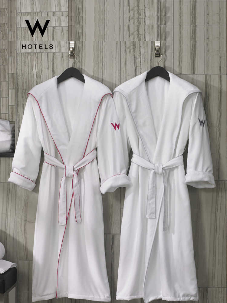 Hospitality Microfiber & Fleece Double Layer Bath Robe Hood Dressing Gown