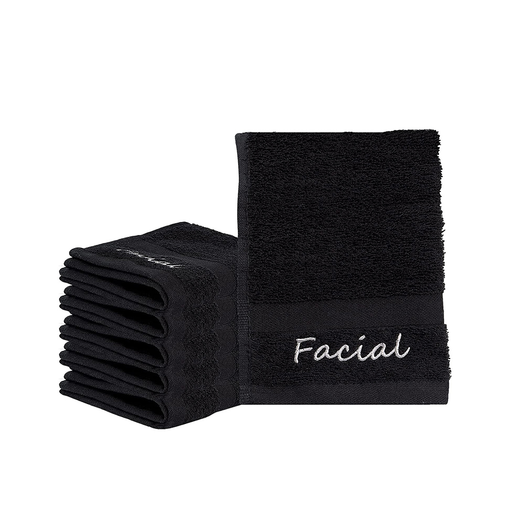 Makeup Towels -Soft & Gentle Cotton Washcloth Face Make Up Remover, Reusuable Eraser Cloth Essentials for Hosts & Artists, 13 x 13 in, Black