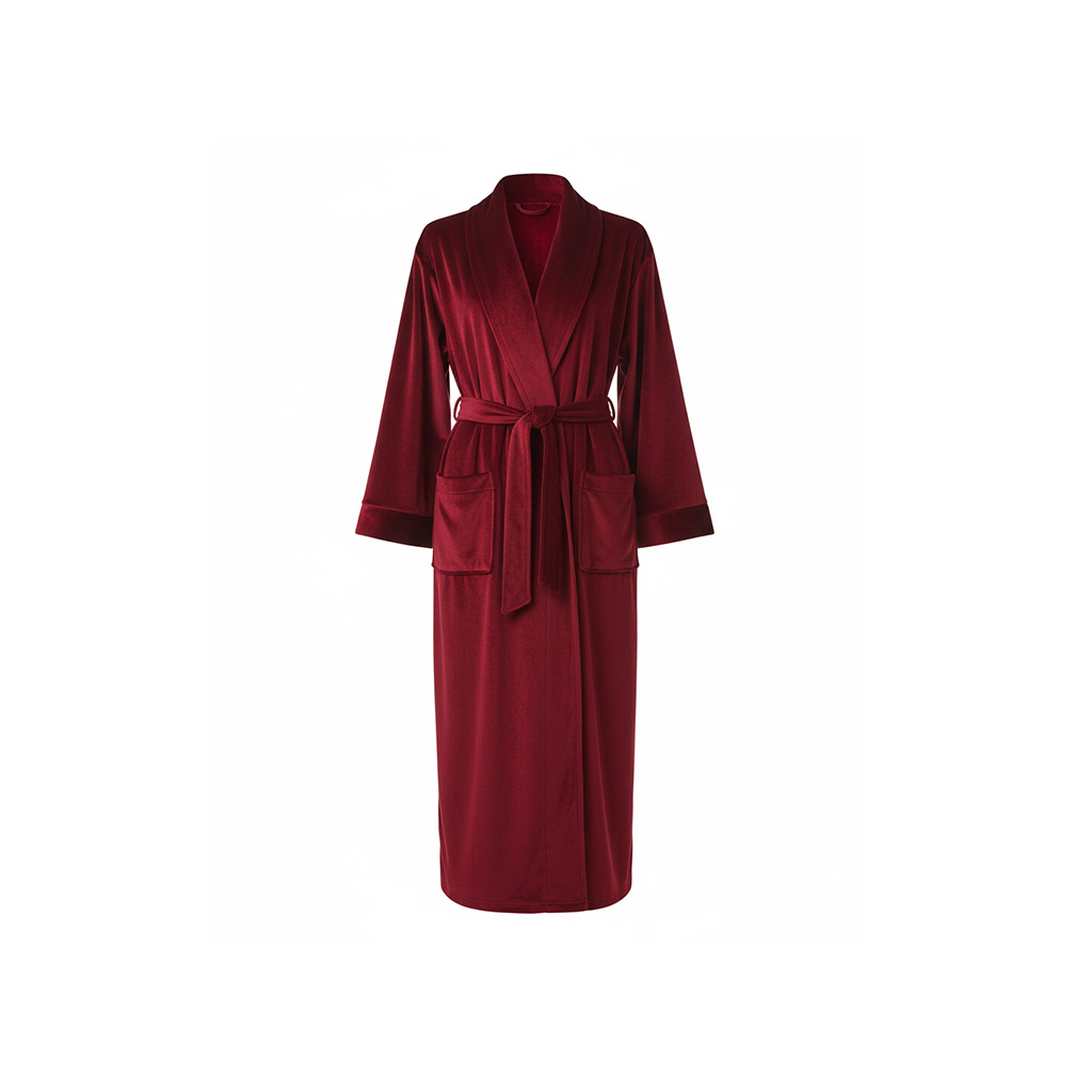 Luxurious Polyester With Elastane Velvet Long Shawl Collar Robe Women