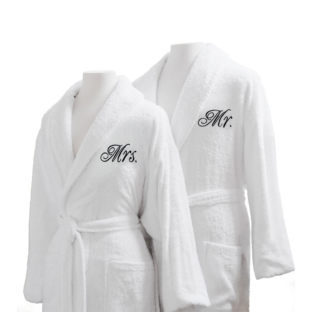 Fun Gifts -Egyptian Cotton Shawl Collar Terry Couple Robe Set