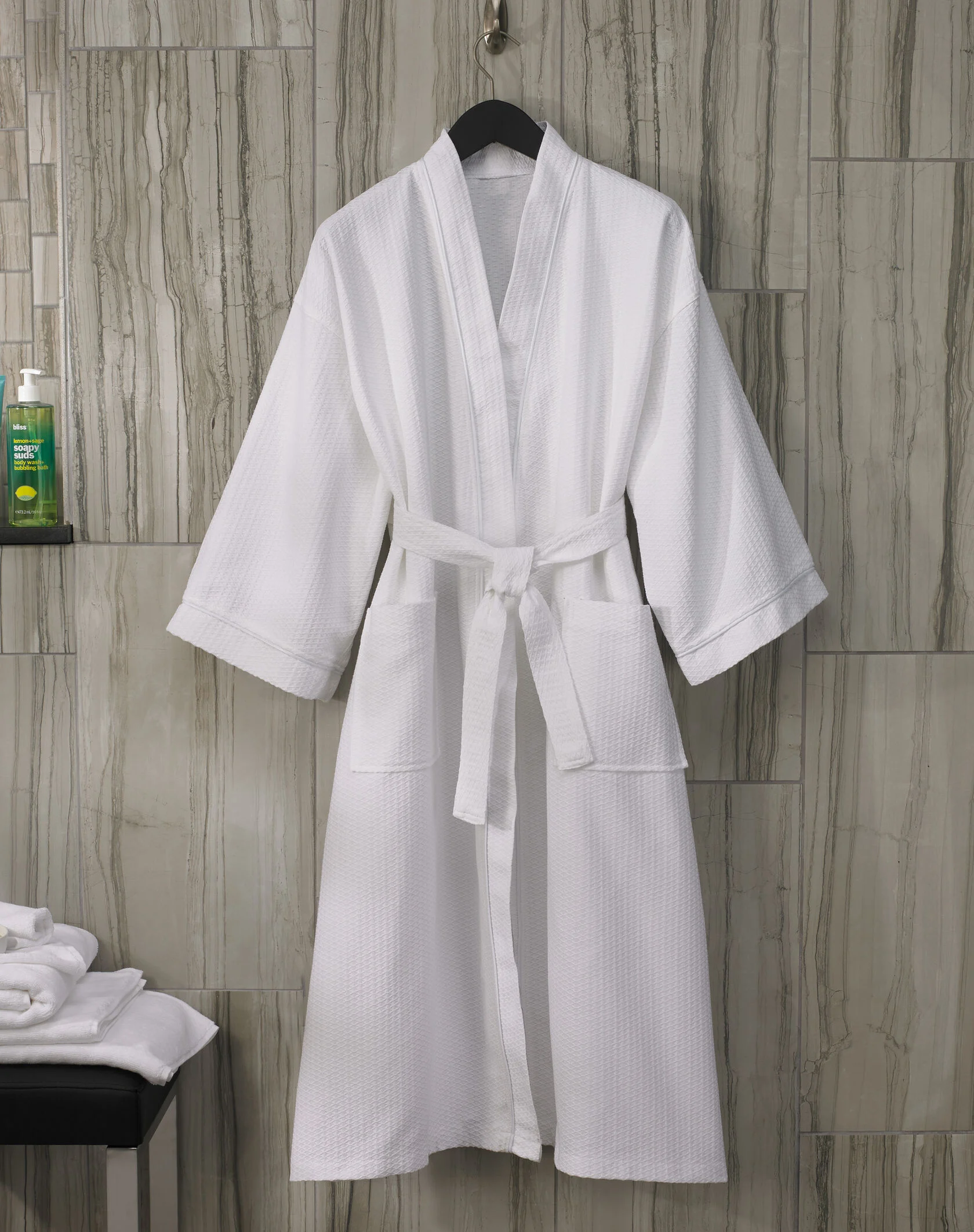 Luxurious Cotton Blended Diamond Waffle Kimono Hotel Spa Robe Unisex