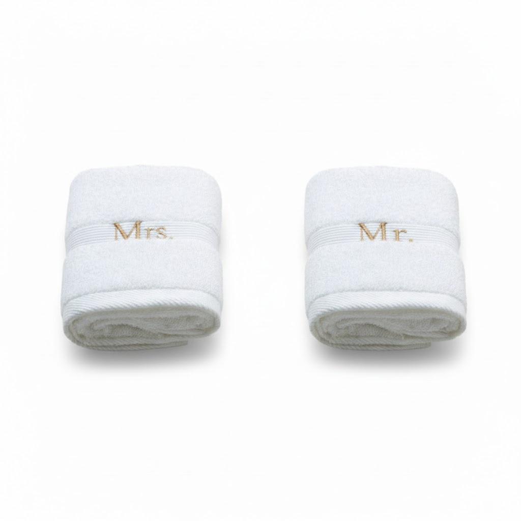 Mr. & Mrs. Towel Bathroom 100% Cotton Embroidery Logo Home Towels for Couple
