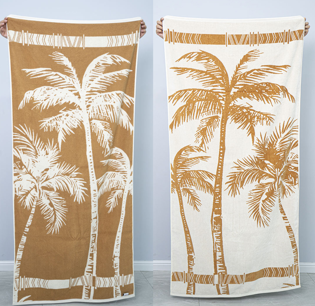 Luxurious High Quality 100% Cotton Terry Fabric Pool Beach Towel Custom Design Double Side Jacquard Stripe Bath Beach Towel