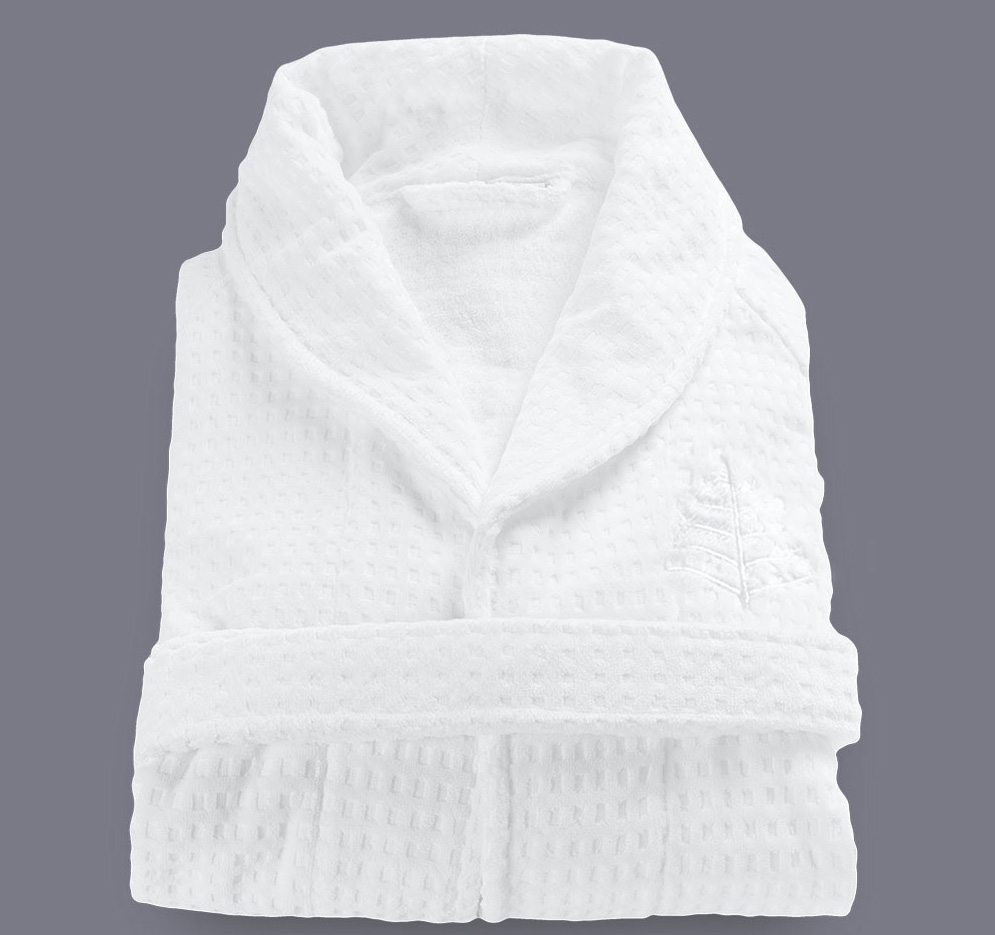 Luxury 100% Cotton Velour Jacquard Waffle Pattern Bathrobes for Four Season