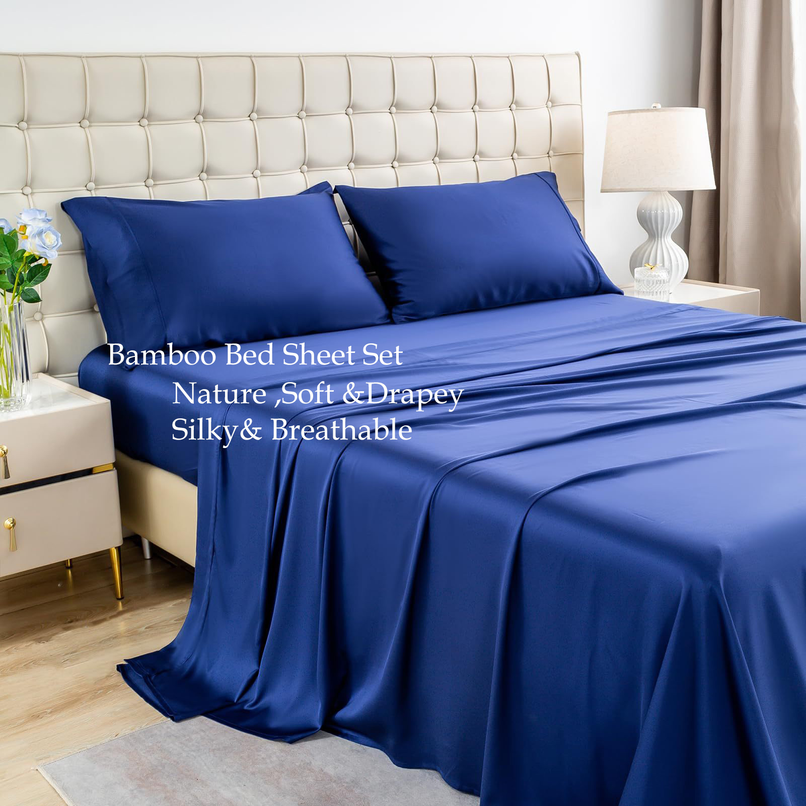 Factory Supply Bamboo Fibre Bed Sheet Set