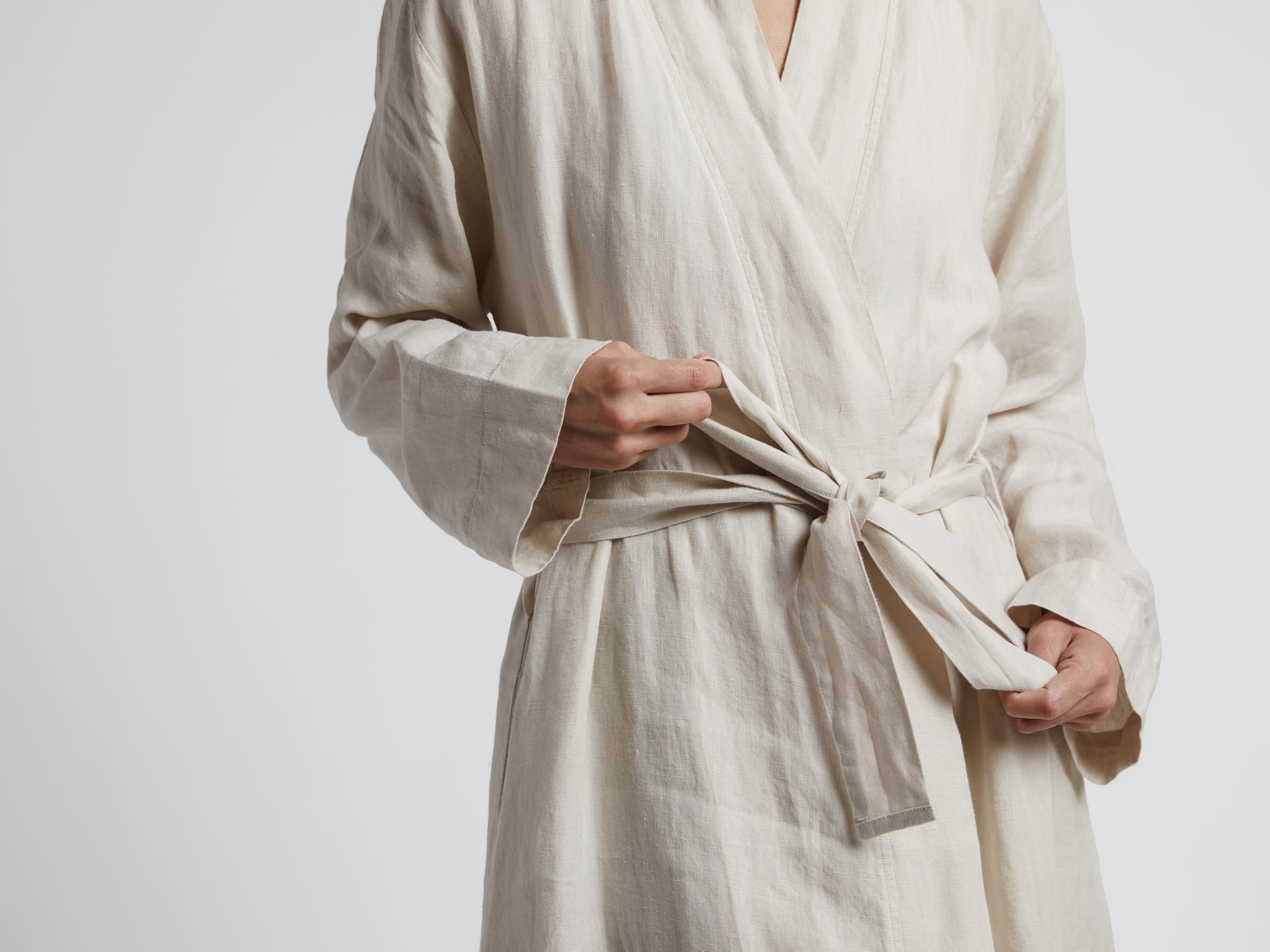 Luxury Dressing Gown Linen Cotton Blended  Kimono Robes Unisex 
