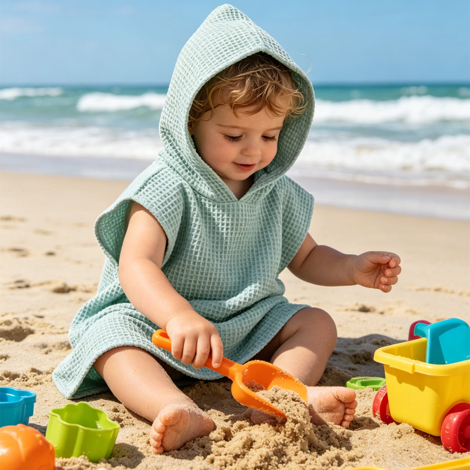 Hooded Waffle Kids Ponchos for Beach or Pool
