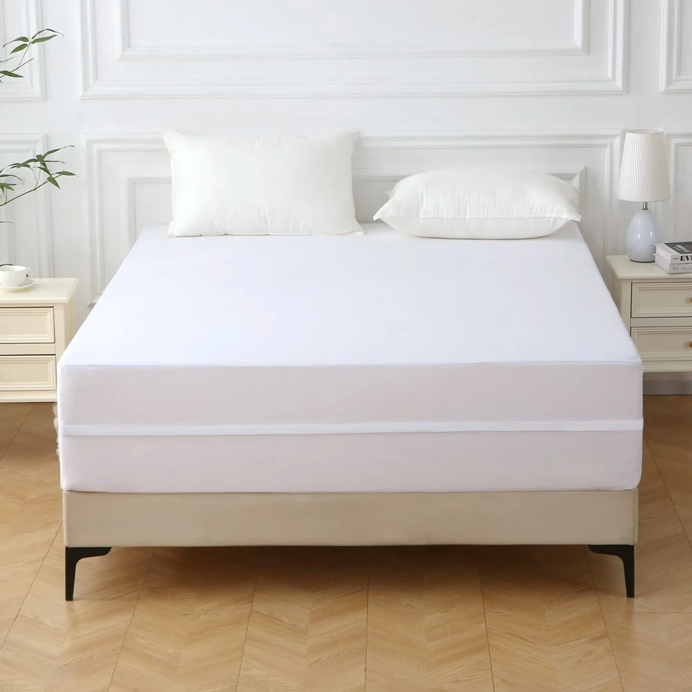 Waterproof 6-Sided Mattress Cover With High-Quality Zipper – Breathable & Machine Washable Quiet Mattress Protector, Fully Dustproof With Invisible Zip For Home, Hotel, Dormitory Use