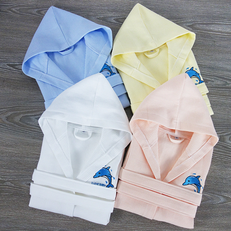 100% Combed Cotton Waffle Hooded Robe Kids