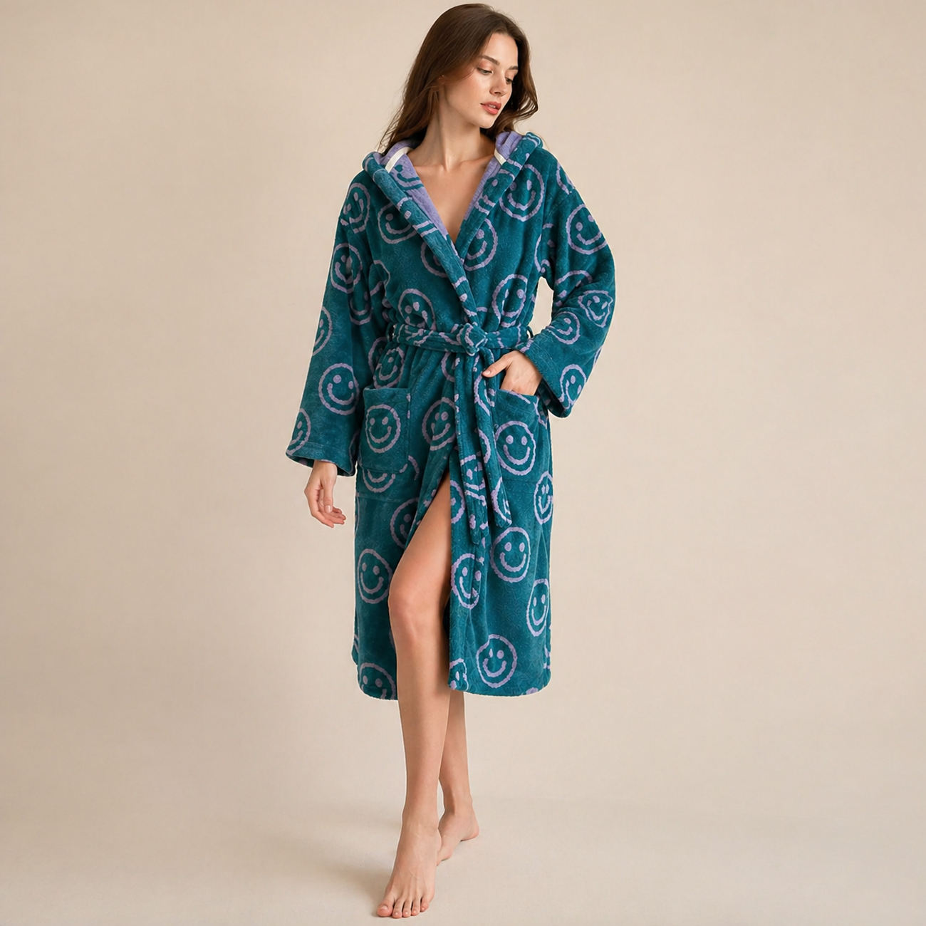 Luxury Bathrobe Soft Absorbent 100% Cotton Terry Robe With Hood Oeko Tex 100 Long Women Dressing Gown