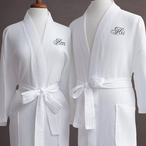 Wholesale Cotton Dressing Gown Lightweight Waffle Weave Spa Kimono Robe Unisex