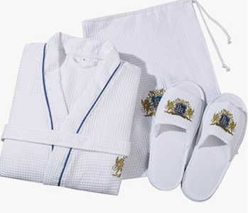 Lightweight Comfort Lounge Robe Kimono Waffle Spa Robe with Slipper Set 