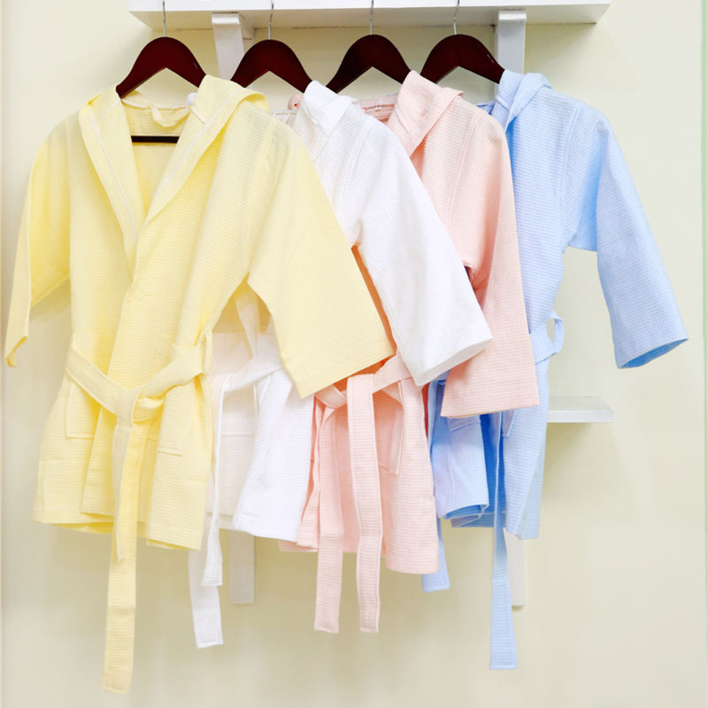 Personalized Embroidered 100% Combed Cotton Waffle Hooded Robe Children