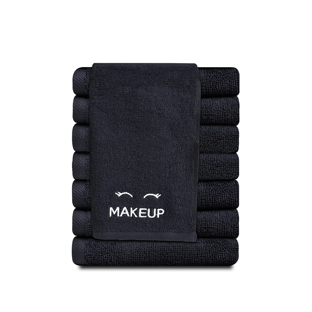 Black Makeup Washcloths for Face Cleansing, Super Soft Luxury Cotton Black Makeup Towels, Highly Absorbent and Quick Dry,Makeup Remover Cloth 13 x 13