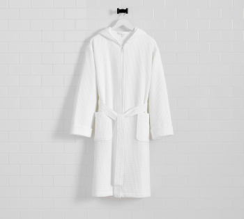 100% Cotton Waffle Weave Resort Zip-up Robe Hooded