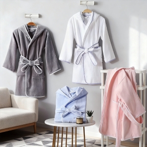 Customized Monogram Cotton Velour With Terry Inner Hooded Robe Children